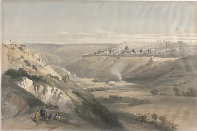 Jerusalén vista desde el Monte de los Olivos, litografía de David Roberts