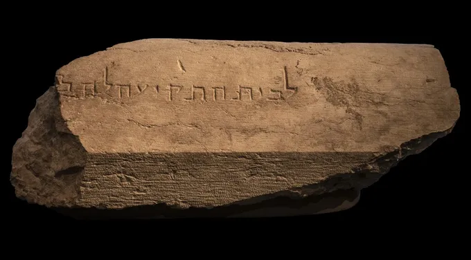 Sillar con la inscripción «lugar de la trompeta», entre los escombros que Roma arrojó desde lo alto del Templo