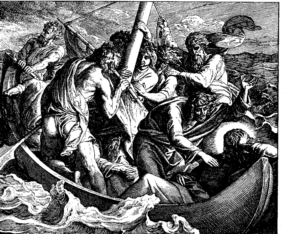 Jesús calma la tempestad en el mar